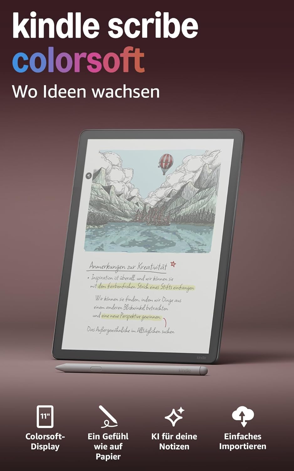 Kindle Scribe Colorsoft (Colorsoft · 64 GB) in der Herstellerabbildung